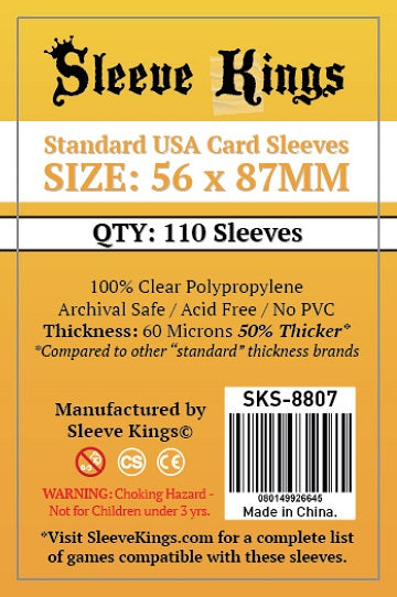 Sleeve Kings Standard USA Card Sleeves 56MM x 87MM (110 CT)