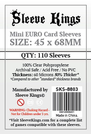 Sleeve Kings Mini Euro Card Sleeves 45MM x 68MM (110 CT)