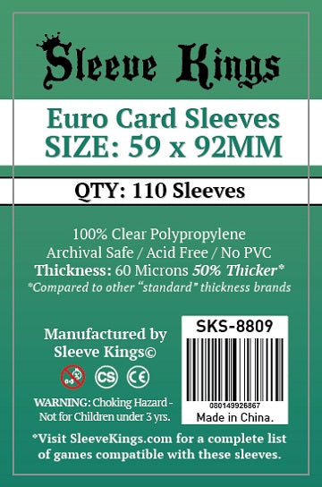 Sleeve Kings Euro Card Sleeves 59MM x 92MM (110 CT)