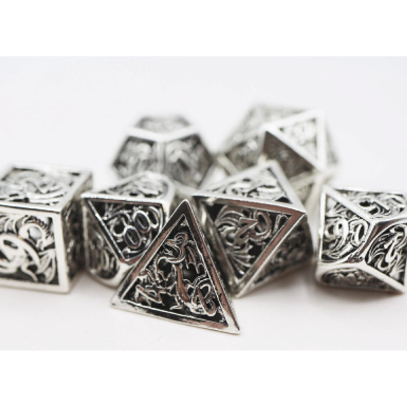 Hollow Steel Dragon Metal RPG Dice Set