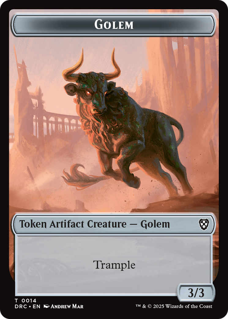 Golem (0014) // Thopter (0010) Double-Sided Token [Aetherdrift Commander Tokens]