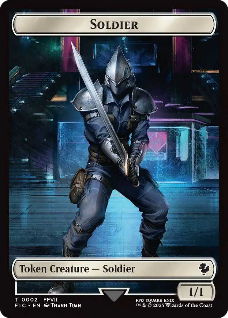 Soldier // Rebel Double-Sided Token (Surge Foil) [FINAL FANTASY Commander Tokens]