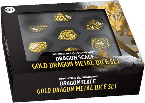 Dungeons & Dragons Dragon Scale: Gold Dragon Metal 7-Dice Set