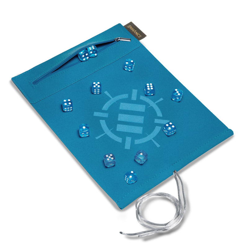 Roll on a Scroll: Acrylic Dice Set and Rolling Mat - Blue