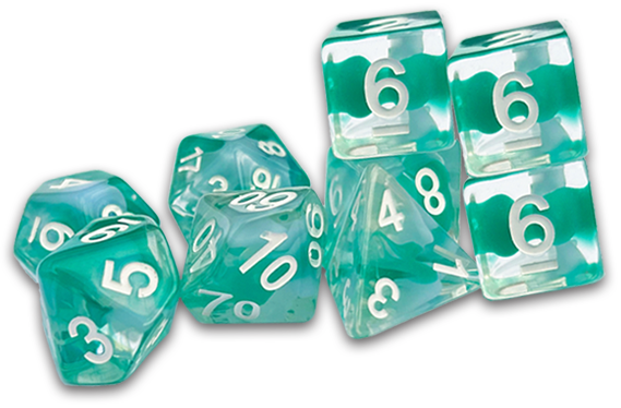 Traditional 9-Die Set Thracian Azure Swirl DCC Dice