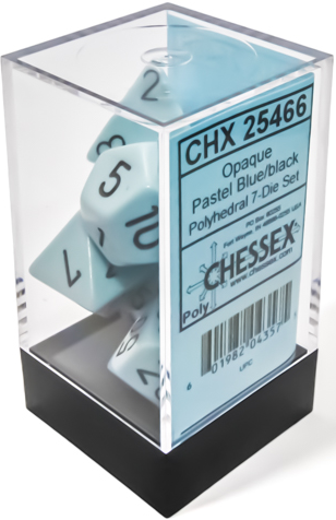 Opaque Pastel Blue/Black Polyhedral 7-Die Set CHX 25466