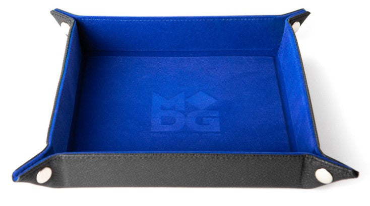 Folding Square Velvet Dice Tray - Blue