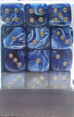 36 Vortex Blue/Gold 12mm D6 Dice Block - CHX27836