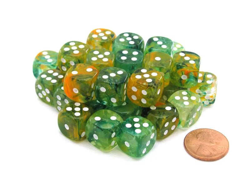 36 12mm Spring/white Nebula d6 Luminary Dice CHX27955