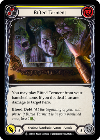 Rifted Torment (Yellow) (Rainbow Foil) [U-MON178-RF] Unlimited Rainbow Foil