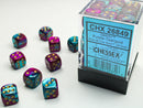 36 12mm Purple Teal w/Gold Gemini D6 Dice - CHX26849