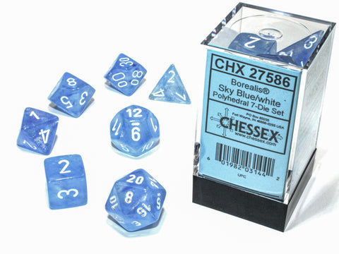 7 Borealis Sky Blue/White Polyhedral Set - CHX27586