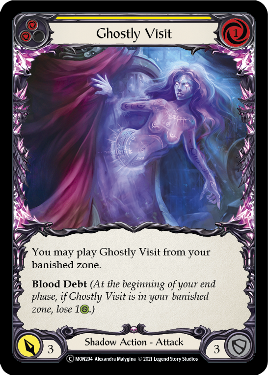 Ghostly Visit (Yellow) (Rainbow Foil) [U-MON204-RF] Unlimited Rainbow Foil
