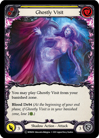 Ghostly Visit (Yellow) (Rainbow Foil) [U-MON204-RF] Unlimited Rainbow Foil