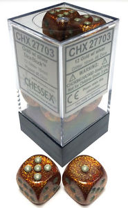 Glitter Gold and Silver 12ct 16mm D6 Dice Block - CHX27703