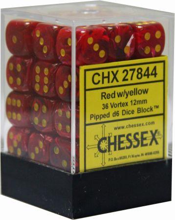 Vortex Red w/Yellow Set of 36 d6 Dice - CHX27844