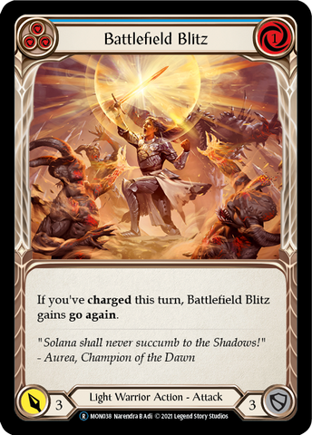 Battlefield Blitz (Blue) (Rainbow Foil) [U-MON038-RF] Unlimited Rainbow Foil