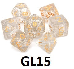Glitter Dice Set: Transparent GL15