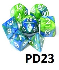 Marble Dice Set: Blue/Green PD23