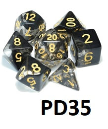 Transparent Dice Set: Black Cloud PD35