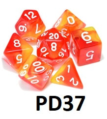 Transparent Dice Set: Red/Yellow PD37