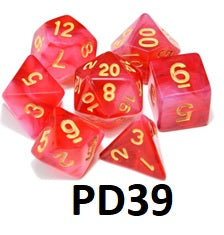 Transparent Dice Set: Red/White PD39