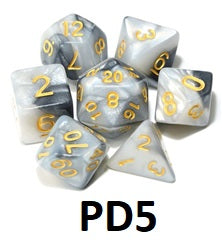 Marble Dice Set: White/Silver PD05