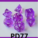 Transparent Dice Set: Purple PD77