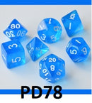 Transparent Dice Set: Blue PD78