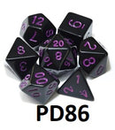 Black Opaque Dice Set: Purple Font PD86