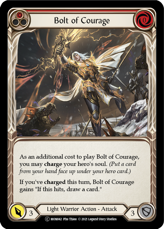 Bolt of Courage (Red) (Rainbow Foil) [U-MON042-RF] Unlimited Rainbow Foil