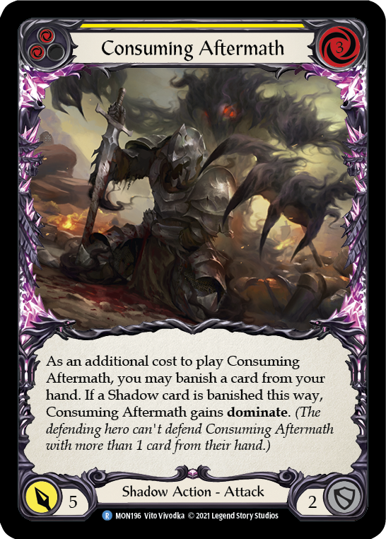 Consuming Aftermath (Yellow) (Rainbow Foil) [MON196-RF] 1st Edition Rainbow Foil