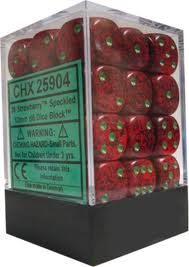 36 12mm Strawberry Speckled D6 Dice Block - CHX25904