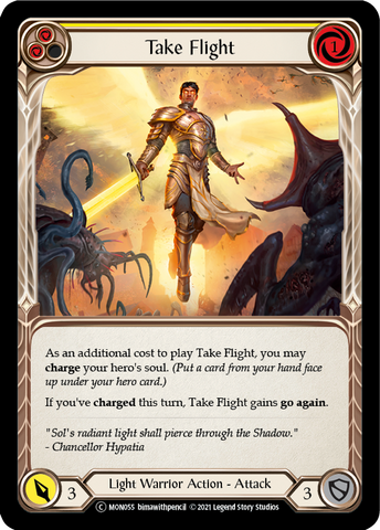 Take Flight (Yellow) (Rainbow Foil) [U-MON055-RF] Unlimited Rainbow Foil