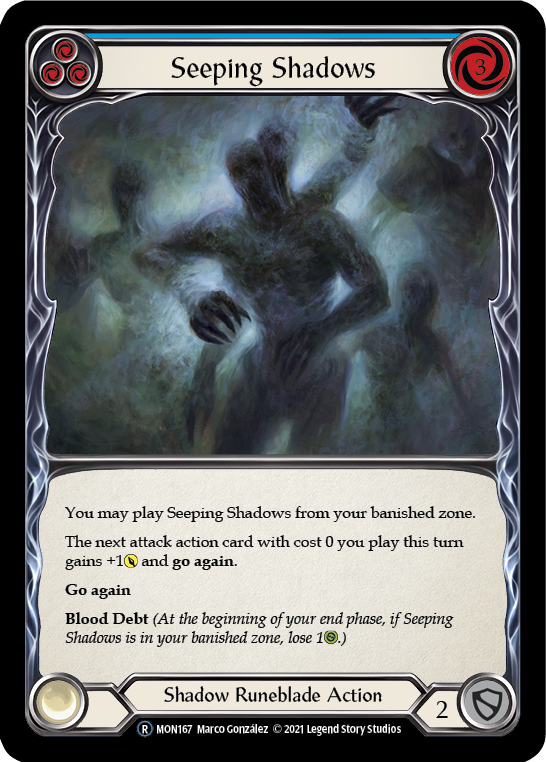 Seeping Shadows (Blue) (Rainbow Foil) [U-MON167-RF] Unlimited Rainbow Foil