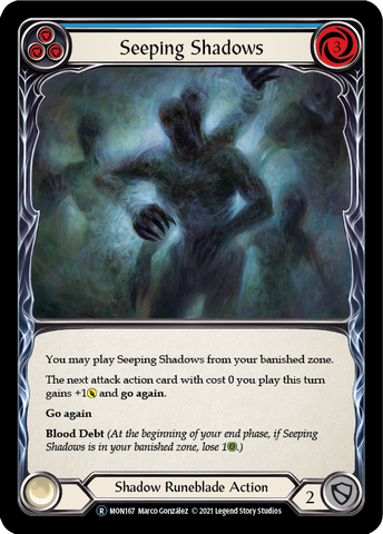 Seeping Shadows (Blue) (Rainbow Foil) [U-MON167-RF] Unlimited Rainbow Foil