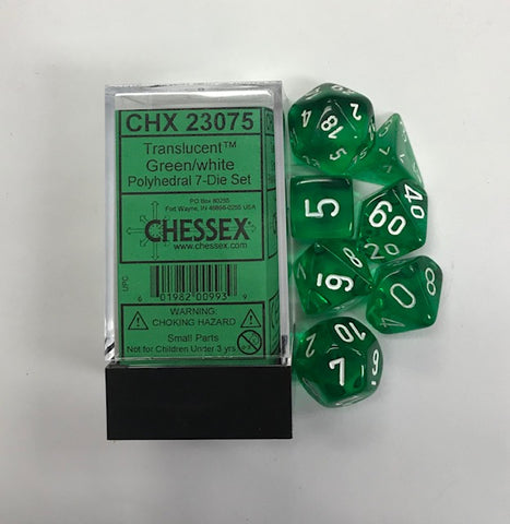 Translucent Green/white Polyhedral 7-Dice Set CHX 23075
