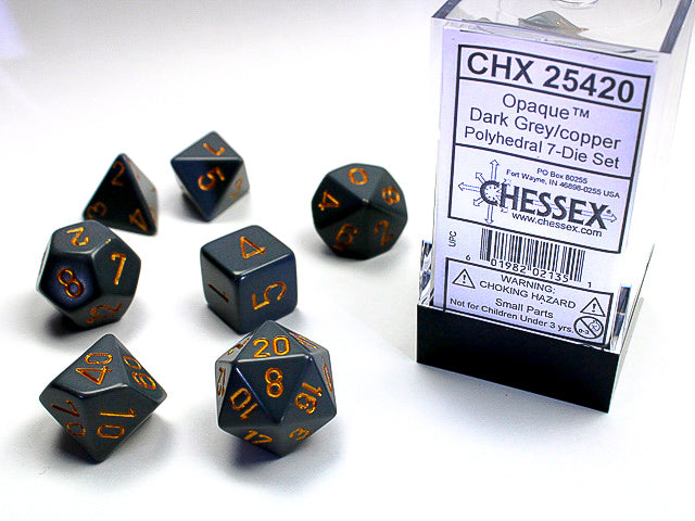 Opaque Dark Grey/copper Polyhedral 7-Die Set CHX25420