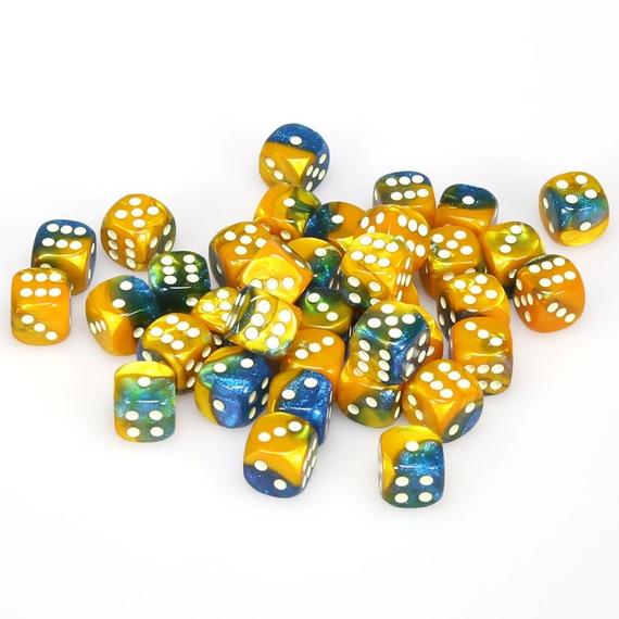 36 12mm Masquerade-Yellow/White Gemini D6 Dice - CHX26860