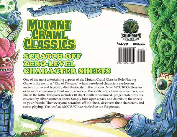 Mutant Crawl Classics: 0-Level Scratch Off Character Sheets