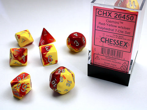 Gemini Red-Yellow/silver Polyhedral 7-Die Set - CHX26450