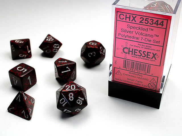 7 Speckled Silver Volcano Polyhedral Dice Set - CHX25344